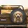 Light Brown Fluffy Goldendoodle Puppy Charcoal Background - Dog Lover Gift for Pet Owners Spare Tire Cover - 2
