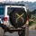 Gleaming Antique Gold Crossed Flintlock Pistols Baroque Scrollwork - History Enthusiast Gift Spare Tire Cover - 3