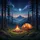 Campfire Camping Tent Mountain Night Sky - Camping Trip Essentials Spare Tire Cover - 6