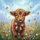 Highland Calf Rainbow Bow Wildflower Meadow Farmhouse Home Decor Gift for Cow Lover Spare Tire Cover - 6