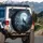 Grey Wolf Howling Full Moon Stars Mountain Trees Rock Wildflowers - Wildlife Lover Gift Spare Tire Cover - 3