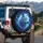 White Wolf Electric Blue Eyes Night Sky - Wildlife Lover Gift for Fantasy Lover Spare Tire Cover - 3