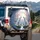 Howling White Wolves Full Moon Forest Stream - Nature Lover Lifestyle Gift Spare Tire Cover - 3