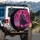 Ancient Warrior Glowing Eyes Broadsword Shield - Neon Gothic Ruins Fantasy Adventure Gift Spare Tire Cover - 3