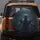 Shadowy Humanoid Figure Pressing Hands Glowing Eyes - Spooky Decor Gift for Horror Fans Spare Tire Cover - 5