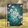 White Cherry Blossoms Gold Stamens Teal Turquoise Marble Fluid Art - Home Decor Gift Garden Flag - 1