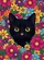 Black Cat Glowing Yellow Eyes Fuchsia Purple Floral - Home Decor Gift for Cat Lover Garden Flag - 6