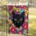 Black Cat Glowing Yellow Eyes Fuchsia Purple Floral - Home Decor Gift for Cat Lover Garden Flag - 5