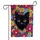Black Cat Glowing Yellow Eyes Fuchsia Purple Floral - Home Decor Gift for Cat Lover Garden Flag - 3