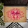 Welcome Script Fuchsia Bow Wavy Border Woven Texture - Rustic Home Decor Gift for New Homeowners Doormat - 6