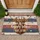 Highland Cow Floral Wreath Patriotic Stars - Independence Day Home Decor for Veterans Doormat - 1