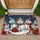 Three Snowmen Poinsettia Candy Cane Christmas Holiday Gift Doormat - 1