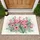 Vibrant Pink Flamingos Tropical Monstera Palm Leaf Hibiscus - Home Decor Gift Doormat - 1