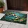 White Orange Yellow Koi Fish Green Lily Pads Pink Water Lilies Pond Rocks - Home Decor Gift Doormat - 5