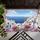 Greek Island White Washed Village Cafe Bougainvillea Blue Dome - Home Decor Gift Doormat - 6