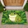 Friendly Green Cartoon Frog Lily Pad Wildflower Pond - Wildlife Garden Home Decor Gift Doormat - 1