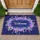 Deep Indigo Welcome Script Hydrangea Lisianthus Eucalyptus Berries - Home Decor Gift Doormat - 1