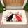 Black Red Kissing Cats Hearts Swirls - Romantic Home Decor Gift Doormat - 1