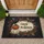 Black Crow Pumpkin Text Cartouche Autumn Flowers - Rustic Farmhouse Home Decor Gift Doormat - 1