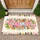 Welcome Heart Scroll Blooming Flowers Leaves Berries Dots - Entryway Home Decor Gift Doormat - 1