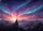 Black Cat Mountain Cosmic Sky Aurora - Home Decor Gift for Cat Lover Doormat - 7