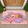 Five Sleepy Cartoon Kittens Pink Blanket Purple Pillows Hearts Stars - Home Decor Gift for Cat Lover Doormat - 1