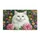 White Cat Pink Dahlia Garden Blooms & Greenery - Home Decor Gift for Garden & Cat Lover Doormat - 3
