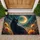 Black Cat Glowing Eyes Crescent Moon Wild Grass Twilight Sky - Home Decor Gift for Cat Lover Doormat - 1