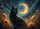 Black Cat Glowing Eyes Crescent Moon Wild Grass Twilight Sky - Home Decor Gift for Cat Lover Doormat - 7