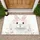 Fluffy Baby Bunny Face Delicate Floral Wreath - Home Decor Gift for Bunny Lovers Doormat - 1