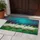 White Geese Grassy Field Swirling Sky - Wildlife Lover Gift Doormat - 5