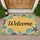 Welcome Teal Blue Seashell Starfish Sun Drenched Beach Sand Home Entryway Decor Gift Doormat - 1