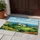 Mediterranean Coastal Landscape White Stucco Houses Wildflower Hills Home Decor Gift Doormat - 5