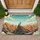 Silhouetted Kneeling Figure Wooden Cross Rugged Peak Boulders Landscape - Home Decor Gift Doormat - 1