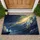 Silhouetted Child Figure Craggy Cliff Star Spark Golden Stars Cosmic Sky - Home Decor Gift Doormat - 1