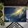 Silhouetted Child Figure Craggy Cliff Star Spark Golden Stars Cosmic Sky - Home Decor Gift Doormat - 6