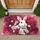 White Rabbit Rose Daisy Floral Garland - Home Decor Gift for Wildlife Lover Doormat - 1
