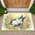 Fluffy Black White Bunny Wildflowers - Home Decor Gift for Animal Lover Doormat - 1