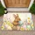 Fluffy Brown Bunny Easter Eggs Spring Garden - Easter Celebration Home Decor Doormat - 1