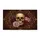 Aged Bone Skull Crimson Roses Golden Bronze Baroque Scrollwork - Gothic Home Decor Gift Doormat - 3