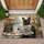 Spectacled French Bulldog Cafe Newspaper Croissant - Bistro Home Decor Gift for Dog Lover Doormat - 1