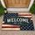 Distressed Welcome Sign American Flag - Independence Day Gift for Veterans Doormat - 1