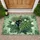 Curious Black Cat Monstera Tropical Leaves - Home Decor Gift for Cat Lover Doormat - 1