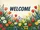 WELCOME Text Vibrant Spring Floral Garden - Entryway Home Decor Gift Doormat - 7