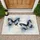 Abstract Shimmering Blue Gold Butterflies - Home Decor Gift for Butterfly Lover Doormat - 1
