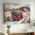 Custom Christmas Family Canvas Print, Personalized Family Name Red Truck Wall Art Gift - 2