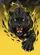 Snarling Black Big Cat Head Fangs Yellow Eyes Claw Paw Yellow Lightning - Wildlife Lover Gift Baseball Jersey - 6