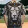 White Lion Head Ornate Crown Sapphire Pendant - Wildlife Lover Gift for Animal Enthusiast Baseball Jersey - 2