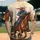 Cowboy Galloping Horse Blue Denim Red Bandana Desert Kicking Dust - Western Lifestyle Baseball Jersey - 2