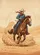 Cowboy Galloping Horse Blue Denim Red Bandana Desert Kicking Dust - Western Lifestyle Baseball Jersey - 6
